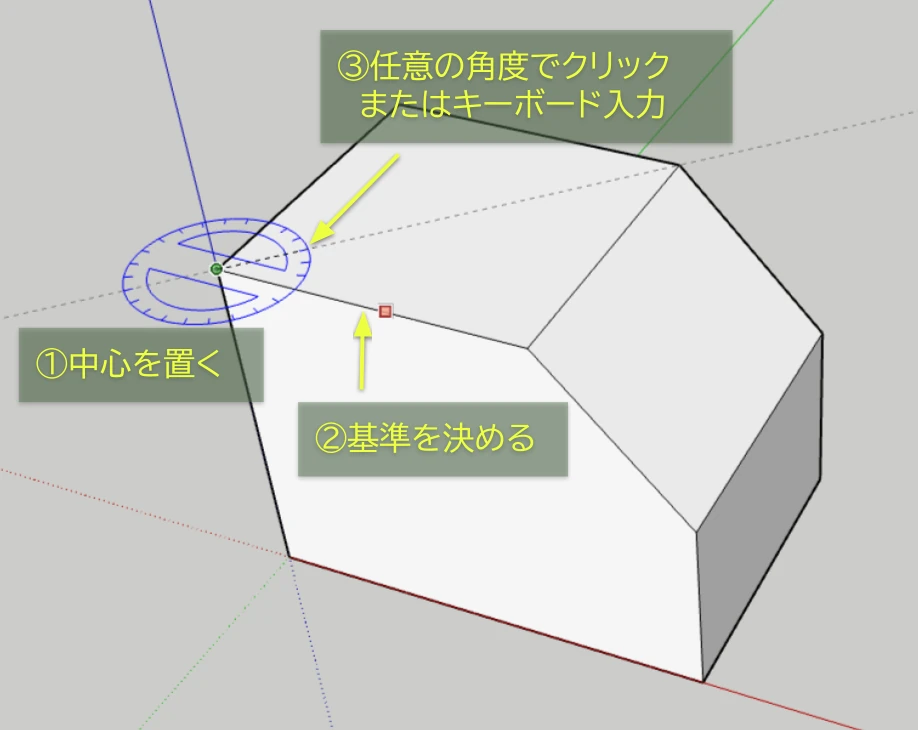 分度器を置いて角度ガイドを出す