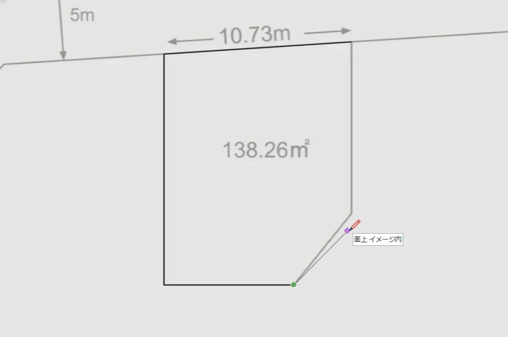 直線ツールで敷地を入力する